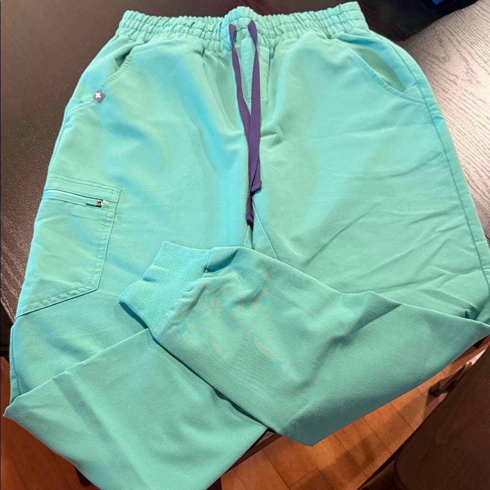 Figs Teal and Purple Scrub Pants